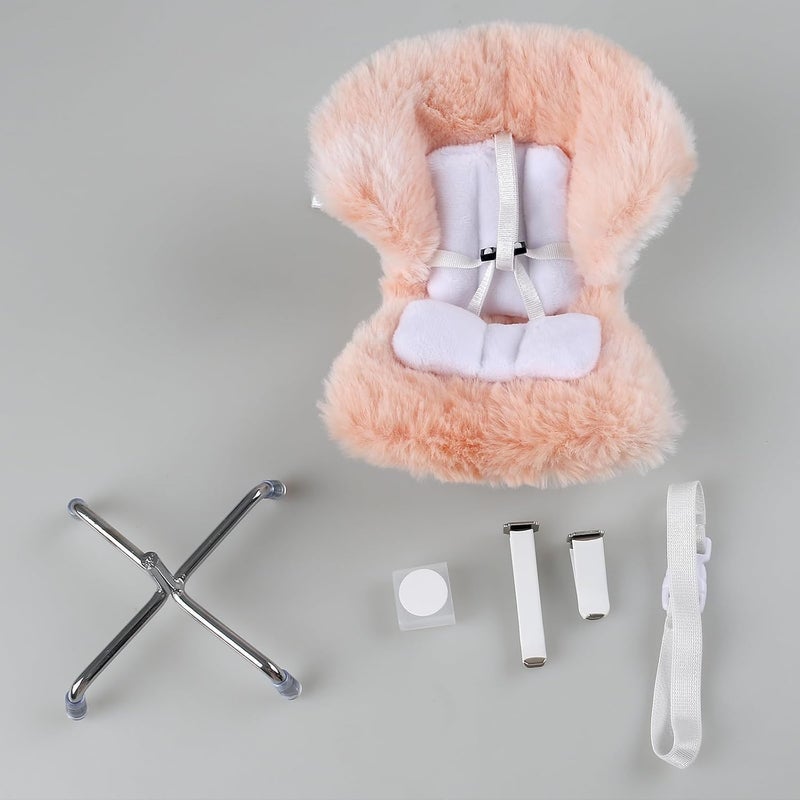 Walant Doll Car Seat Compatible with Labubu, Chair for 10-17cm Dolls - Adjustable Safety Strap, Air Vent Clip & Desktop Stand, Soft Cushion, Cute Car Ornament Gift for Collectors & Fans (Orange Ombre) - Image 3